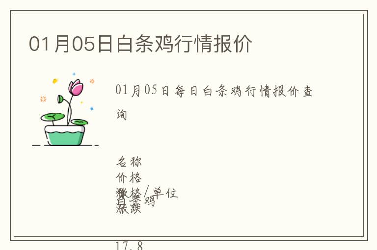 01月05日白條雞行情報價