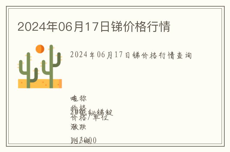 2024年06月17日銻價格行情