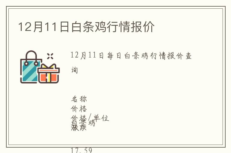 12月11日白條雞行情報價