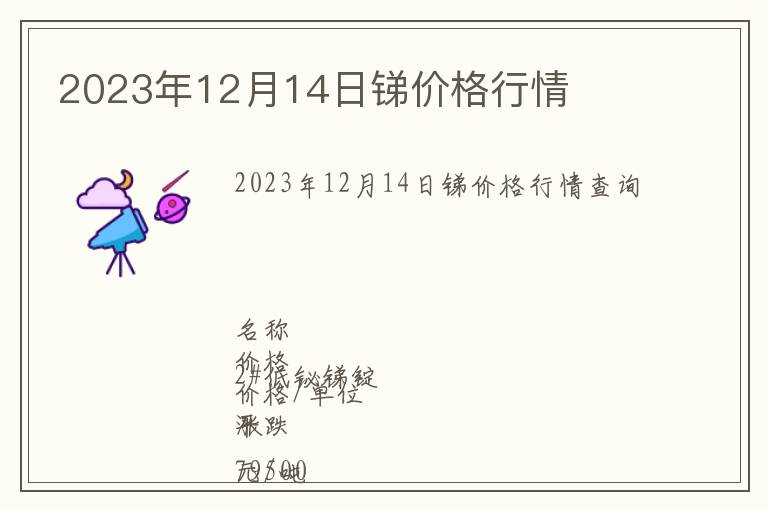 2023年12月14日銻價格行情