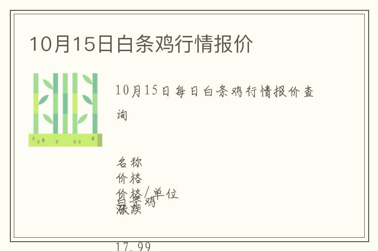 10月15日白條雞行情報價