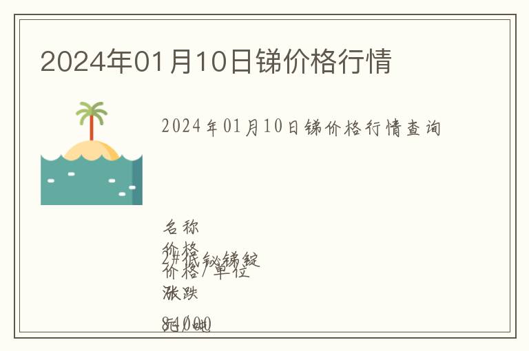2024年01月10日銻價(jià)格行情