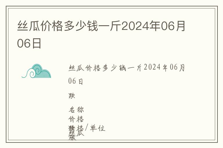 絲瓜價格多少錢一斤2024年06月06日