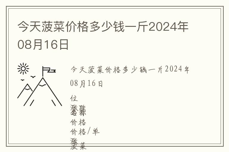 今天菠菜價格多少錢一斤2024年08月16日