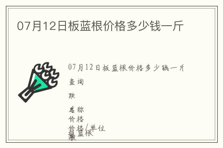 07月12日板藍(lán)根價(jià)格多少錢一斤