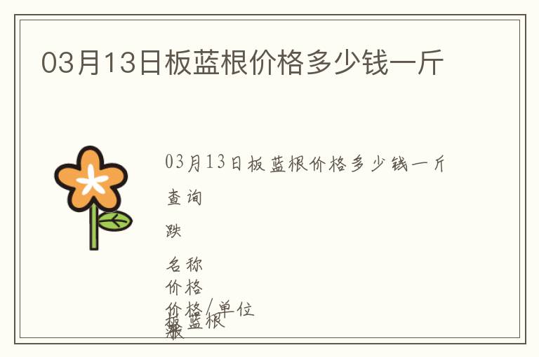03月13日板藍根價格多少錢一斤