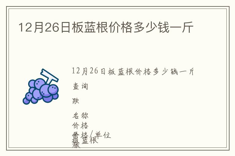 12月26日板藍根價格多少錢一斤