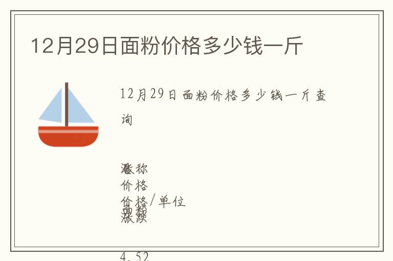 12月29日面粉價格多少錢一斤