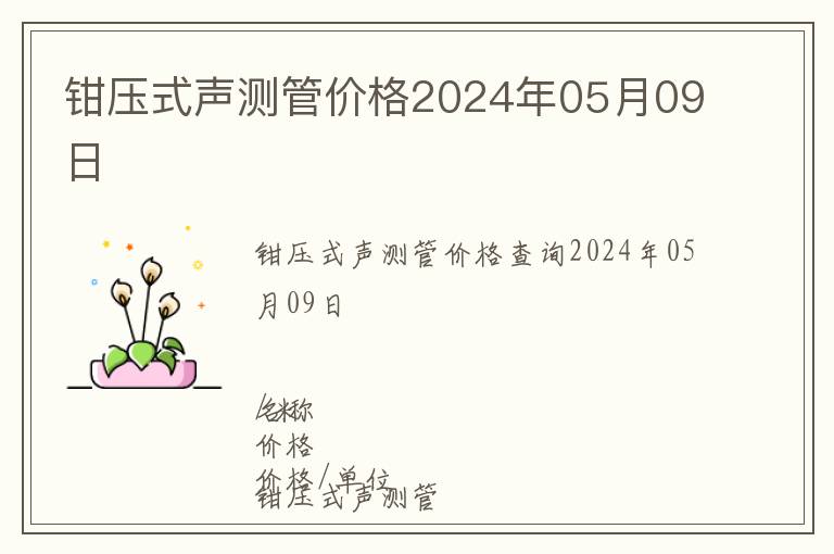 鉗壓式聲測管價格2024年05月09日