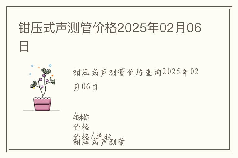 鉗壓式聲測管價格2025年02月06日