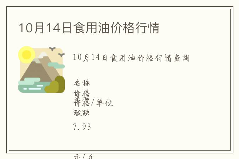 10月14日食用油價格行情