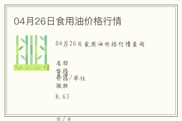 04月26日食用油價格行情