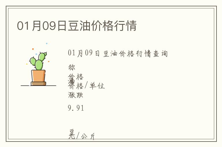 01月09日豆油價格行情