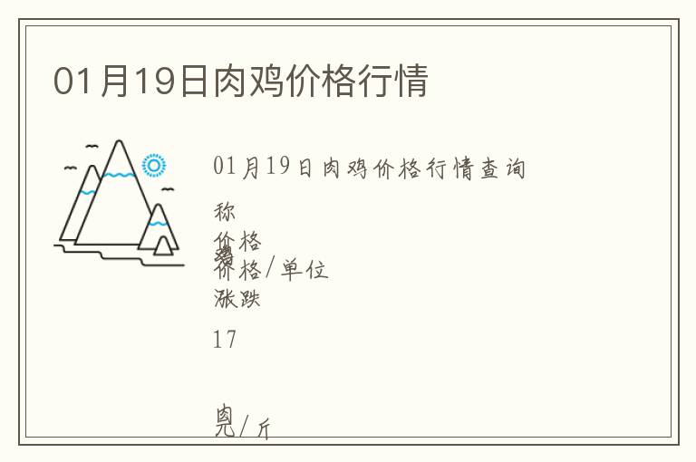 01月19日肉雞價格行情