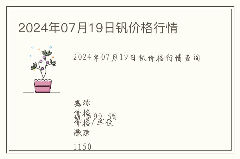 2024年07月19日釩價格行情