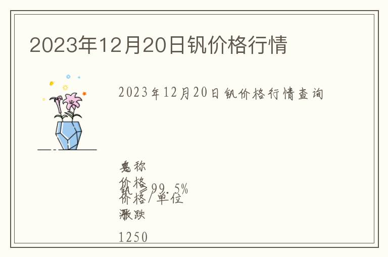 2023年12月20日釩價(jià)格行情