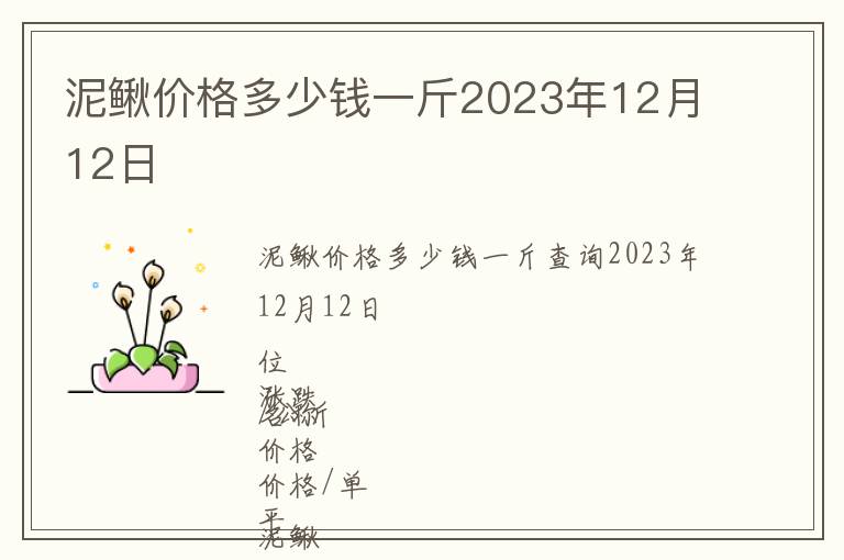 泥鰍價格多少錢一斤2023年12月12日