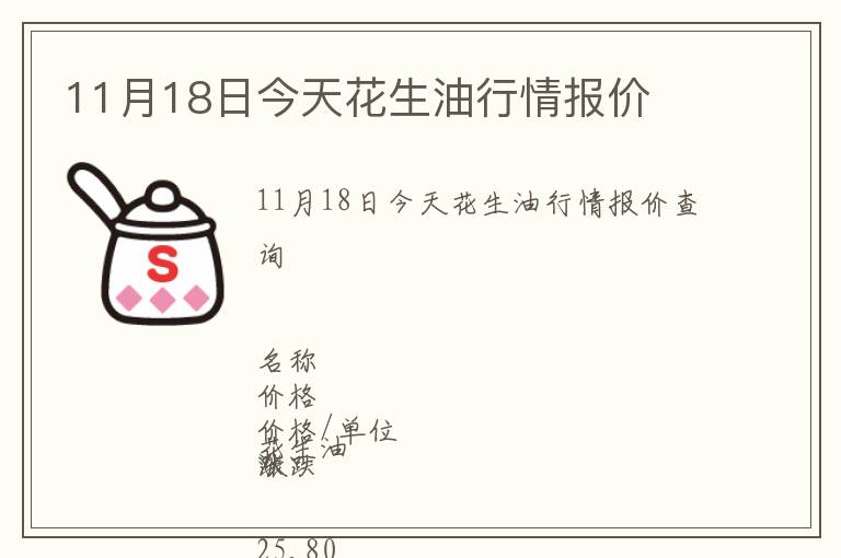 11月18日今天花生油行情報價