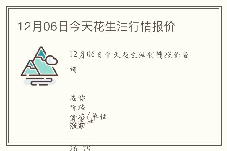 12月06日今天花生油行情報價