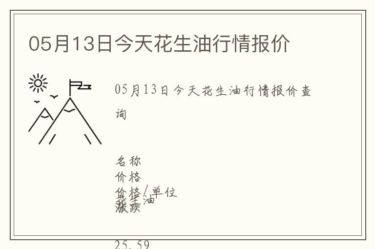 05月13日今天花生油行情報價