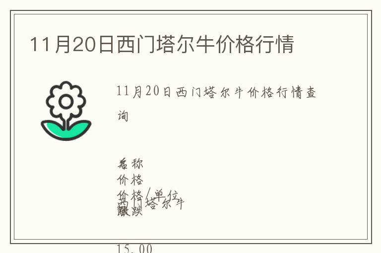 11月20日西門塔爾牛價格行情