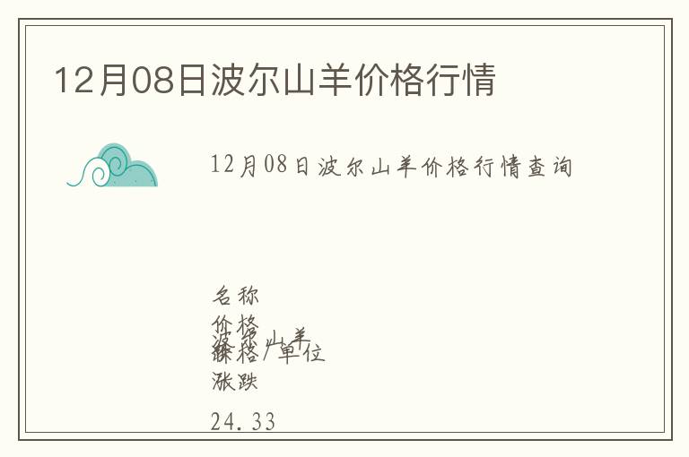 12月08日波爾山羊價(jià)格行情