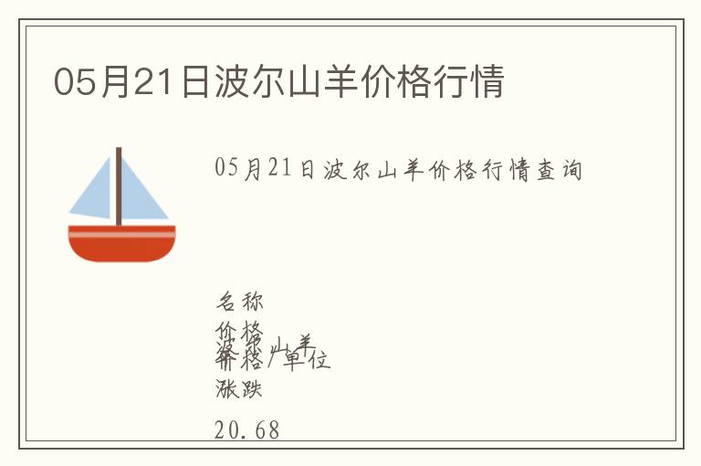 05月21日波爾山羊價格行情