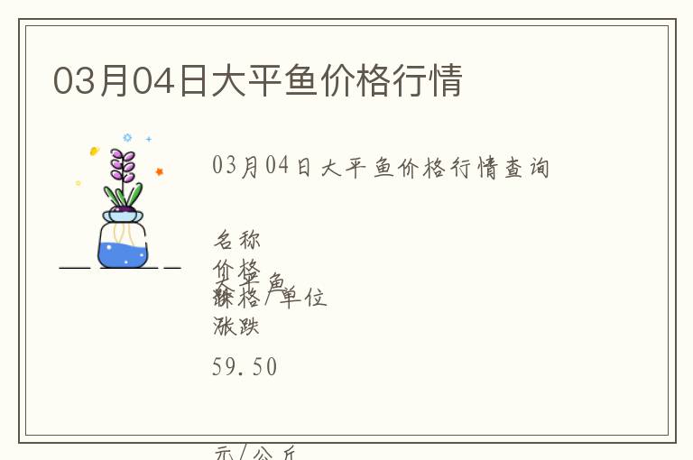03月04日大平魚(yú)價(jià)格行情