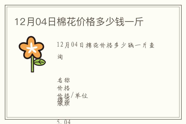 12月04日棉花價(jià)格多少錢一斤