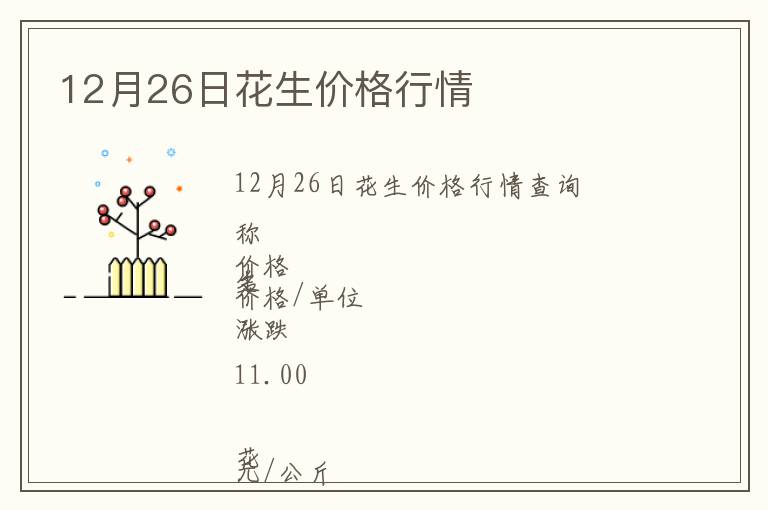 12月26日花生價(jià)格行情