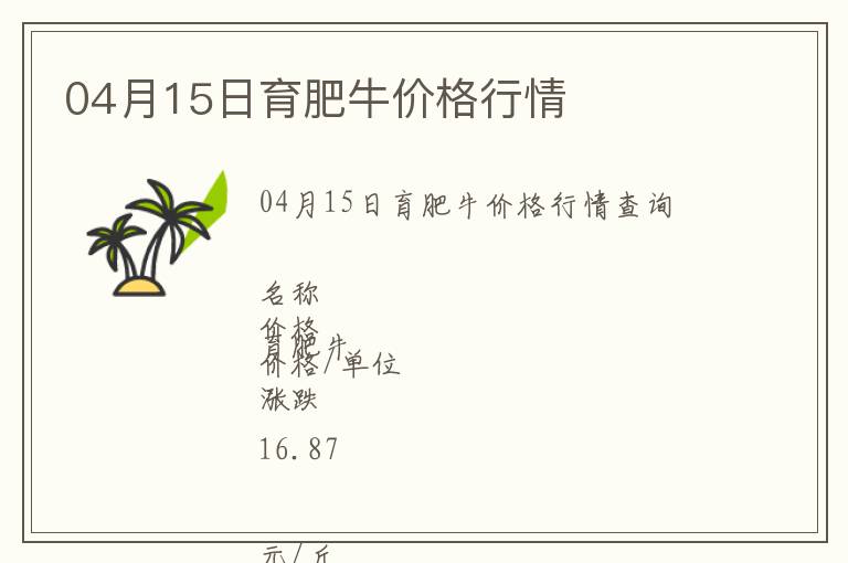 04月15日育肥牛價格行情