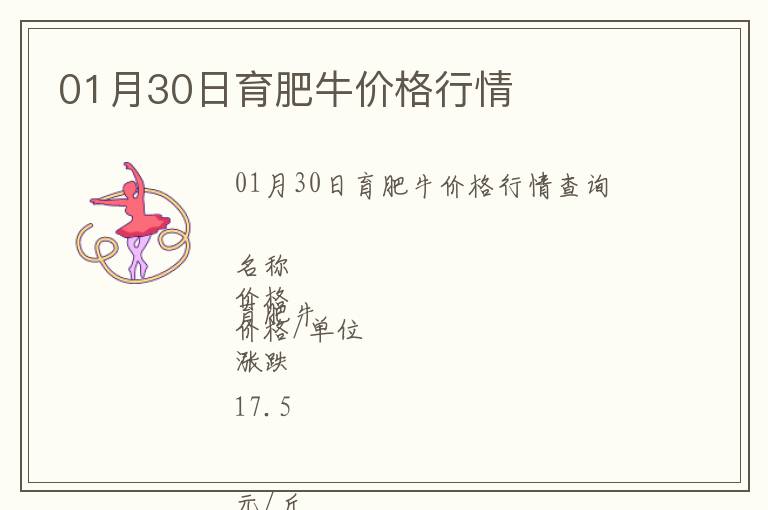 01月30日育肥牛價格行情