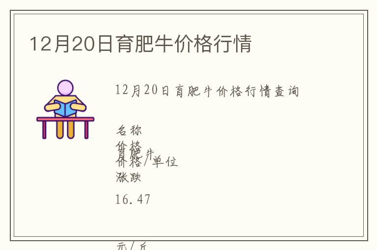 12月20日育肥牛價格行情