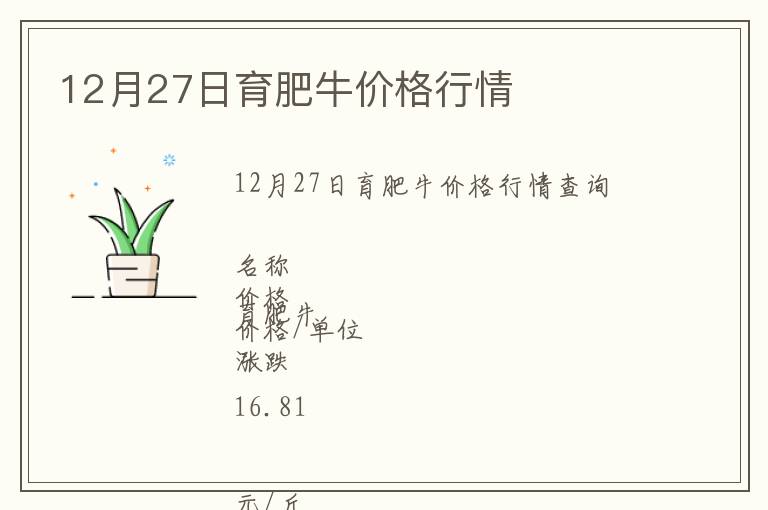 12月27日育肥牛價格行情
