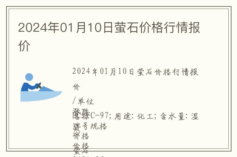 2024年01月10日螢石價格行情報價