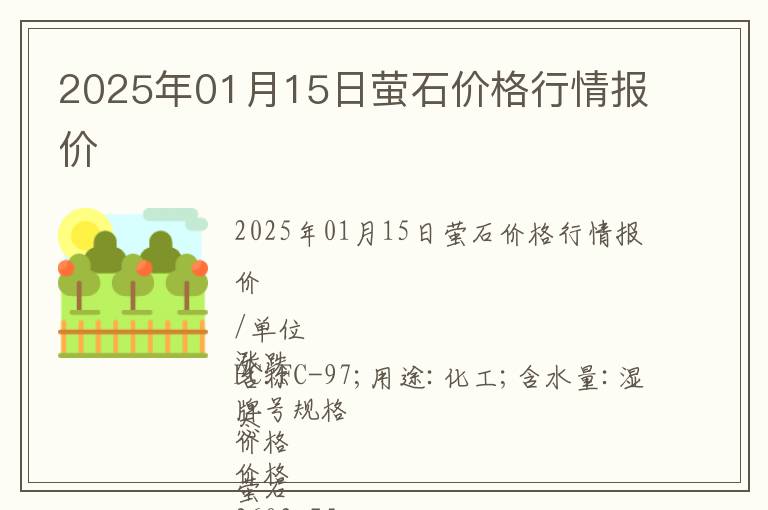 2025年01月15日螢石價格行情報價
