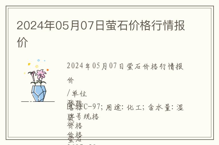 2024年05月07日螢石價格行情報價