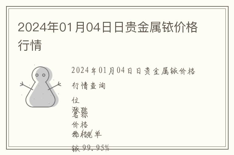 2024年01月04日日貴金屬銥價格行情