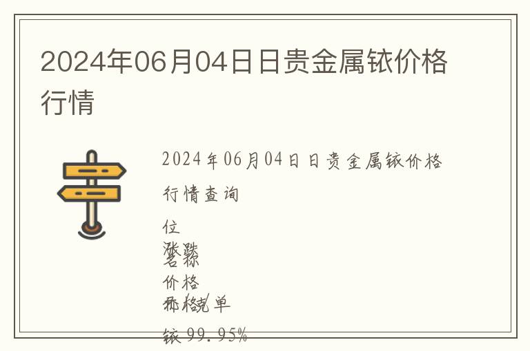 2024年06月04日日貴金屬銥價格行情