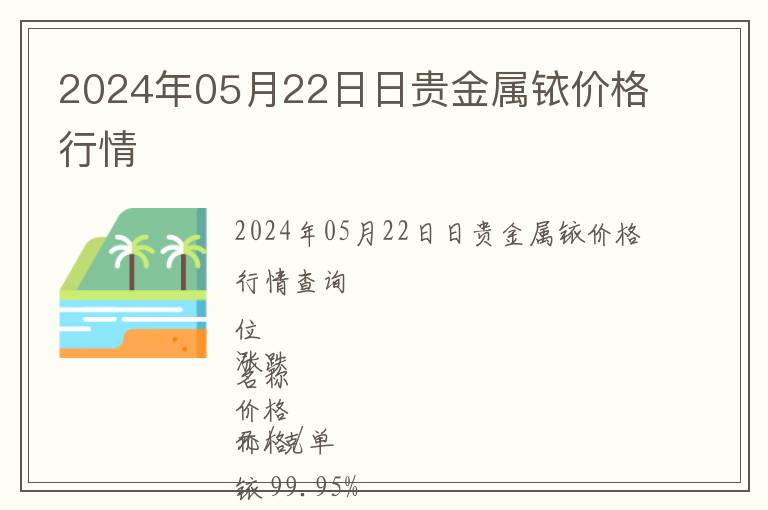 2024年05月22日日貴金屬銥價格行情
