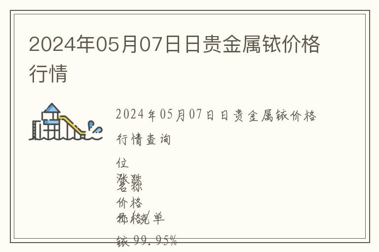 2024年05月07日日貴金屬銥價(jià)格行情