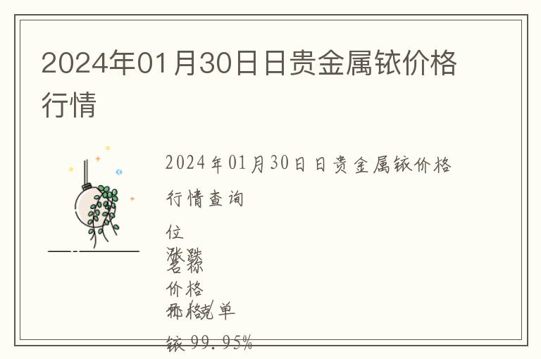 2024年01月30日日貴金屬銥價格行情
