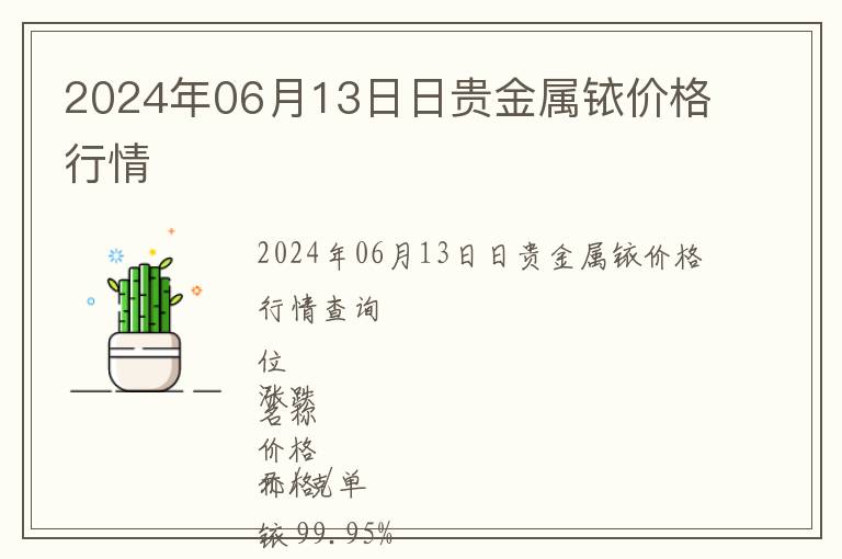 2024年06月13日日貴金屬銥價格行情