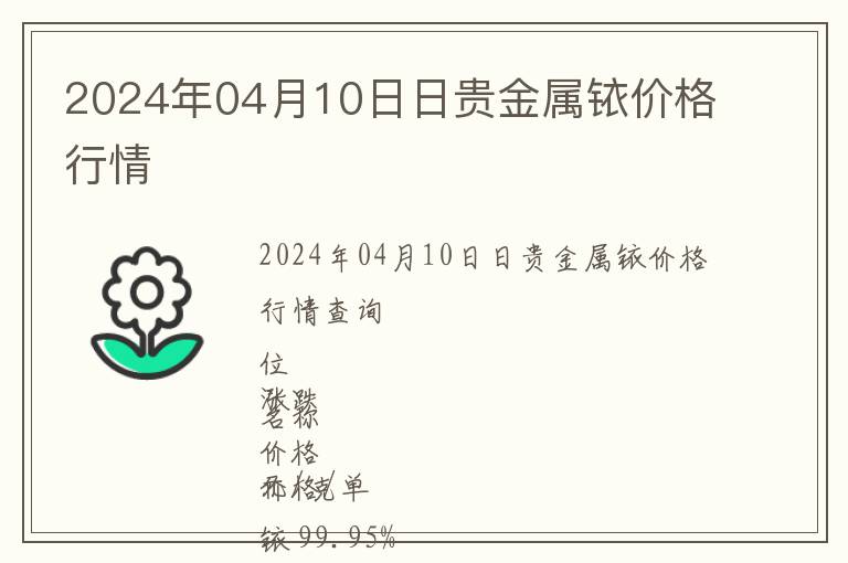 2024年04月10日日貴金屬銥價格行情