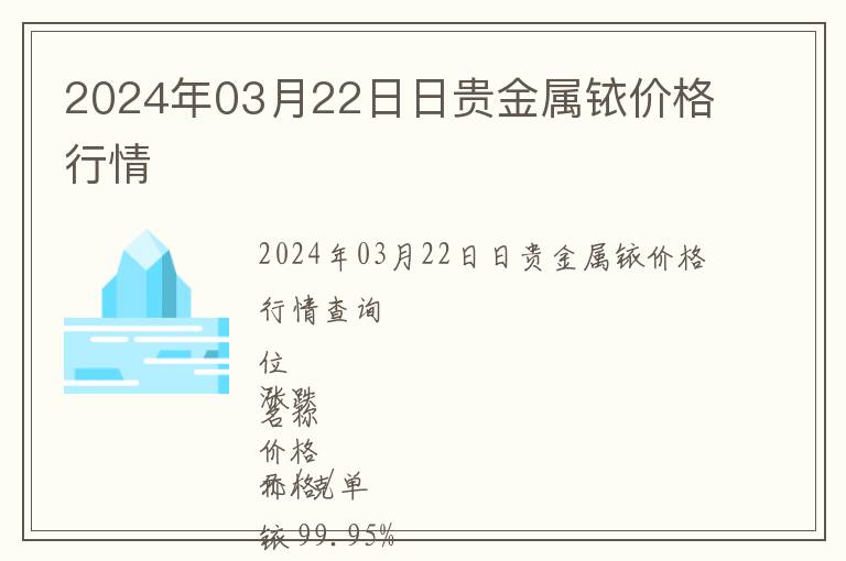 2024年03月22日日貴金屬銥價格行情