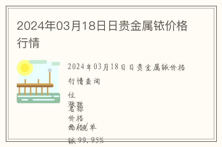 2024年03月18日日貴金屬銥價格行情