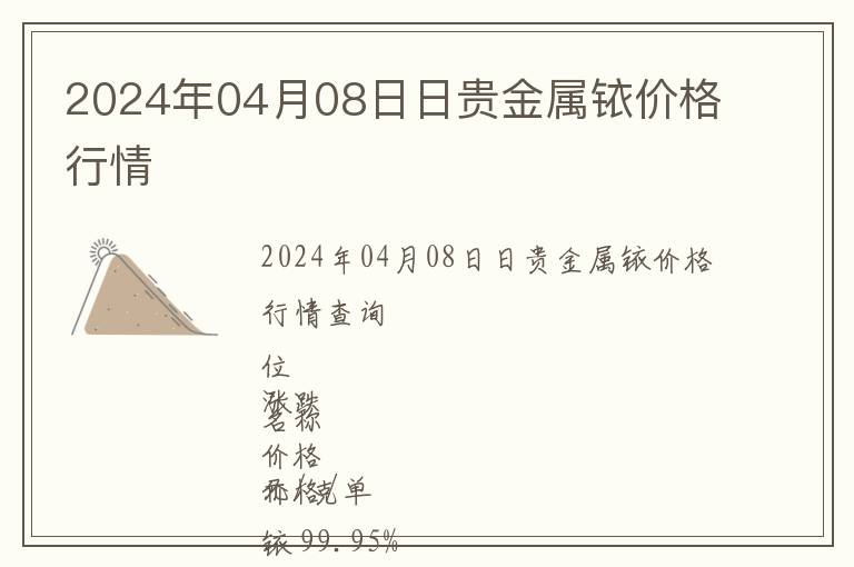 2024年04月08日日貴金屬銥價(jià)格行情