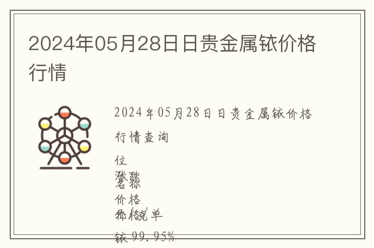 2024年05月28日日貴金屬銥價格行情