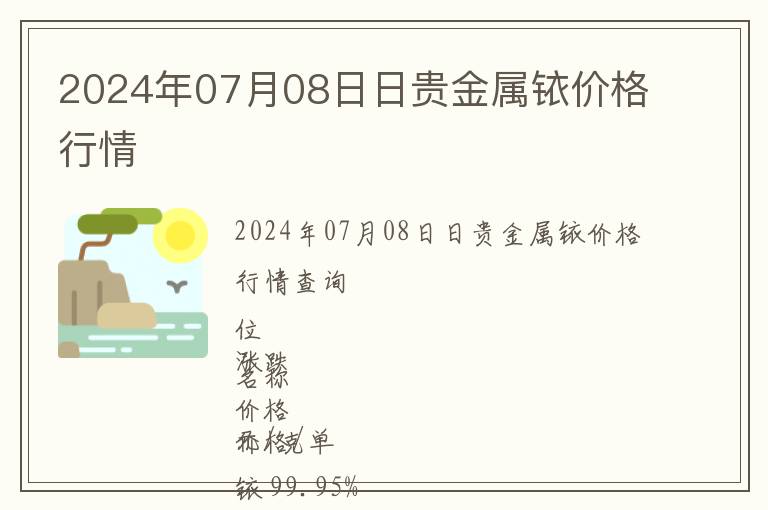 2024年07月08日日貴金屬銥價格行情