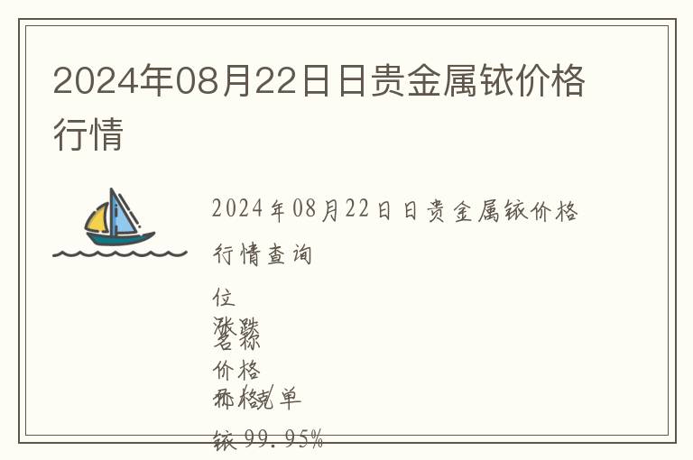 2024年08月22日日貴金屬銥價(jià)格行情